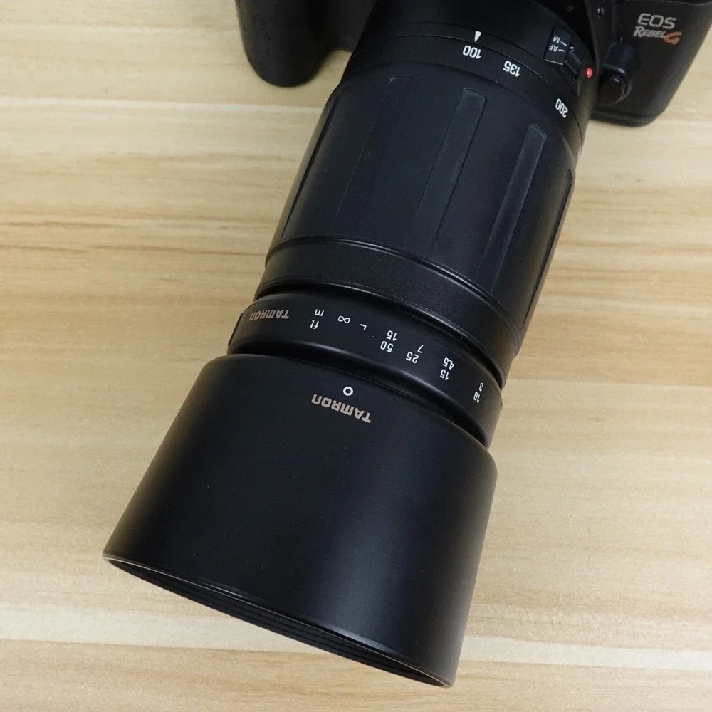 Canon EOS Rebel G 35mm SLR Film Camera w/Tamron 100-300 f5-6.3 Lens and Hood